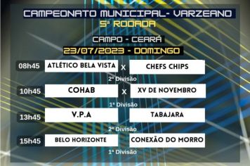 16 times entram em campo pela 5ª rodada do Campeonato Municipal Varzeano no próximo domingo (23)