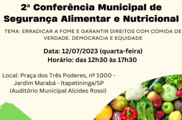 Itapetininga recebe a 2ª Conferência Municipal de Segurança Alimentar e Nutricional no dia 12 de julho