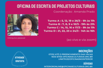 OFICINA DE ESCRITA DE PROJETOS CULTURAIS