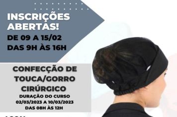 Prefeitura de Itapetininga e Sebrae abrem as inscrições para cursos de Touca e Gorro Cirúrgico e Pintura de Parede Drywall