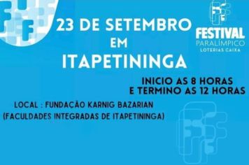 Festival Paralímpico Loterias Caixa retorna a Itapetininga no próximo dia 23 de setembro, promovendo inclusão e esporte