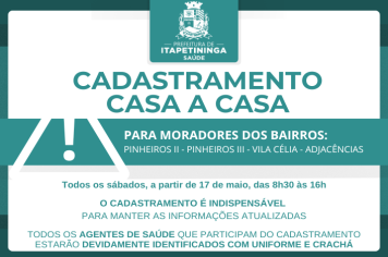 Secretaria de Saúde de Itapetininga realiza cadastramento casa a casa para moradores do bairro Pinheiros II e adjacências