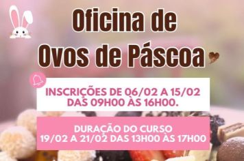 Fundo Social de Itapetininga tem inscrições abertas até esta quinta-feira (15) para Oficina de Ovos de Páscoa