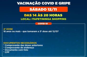 Itapetininga realiza vacinação contra a Gripe e Covid no Shopping neste sábado (12)