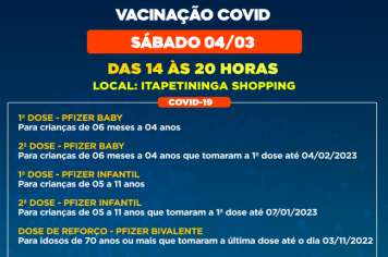 Itapetininga realiza mutirão de vacinação contra a Covid no Shopping neste sábado (04)