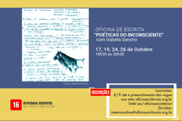 Itapetininga com inscrições abertas para a Oficina de Escrita: “Poéticas do Inconsciente”