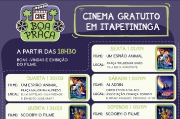 Cine Boa Praça traz programação gratuita de cinema para Itapetininga