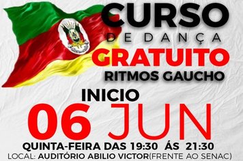 Auditório Municipal “Abílio Victor” em Itapetininga oferece curso Gratuito de Dança Gaúcha