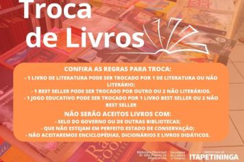 Biblioteca Municipal “Dr. Júlio Prestes de Albuquerque”, em Itapetininga, terá nova edição da “Troca de Livros”