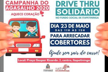 Drive-Thru da Campanha “Aquece Coração 2020” para doação de cobertores será neste sábado (23)