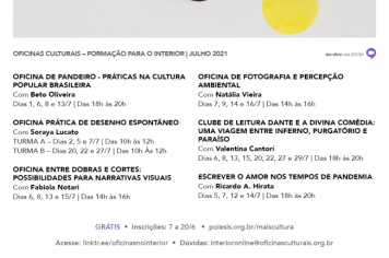 Oficinas Culturais “Formação para o Interior” estão com inscrições abertas para Itapetininga