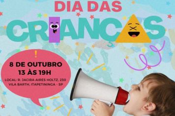 Dia das Crianças em Itapetininga começa  com festa no dia 8, domingo, e continua no mês com contação de histórias e teatro 