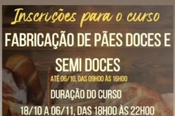 Fundo Social de Itapetininga abrirá inscrições para curso de fabricação de pães doces e semidoces