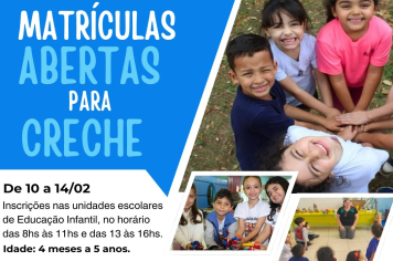 Secretaria de Educação abre inscrições para matrículas em creches e EMEIs do sistema municipal de ensino