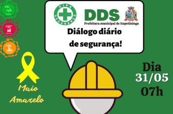 CIPA realiza Diálogo de Segurança com servidores municipais com o tema “Maio Amarelo” no dia 31, na Secretaria de Serviços Públicos