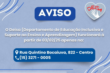 DEISA estrutura sede única na área central de Itapetininga