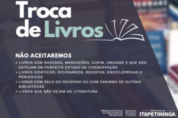 Biblioteca Municipal de Itapetininga realiza Troca de Livros