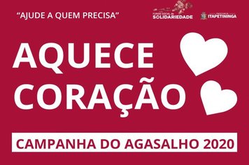 Campanha do Fundo Social “Aquece Coração 2020” tem início no próximo dia 20