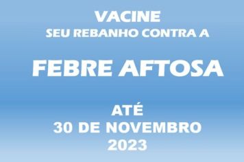 Vacinação contra Febre Aftosa vai até 30 de novembro