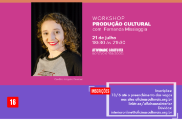 Inscrições abertas para o Workshop de Produção Cultural em Itapetininga