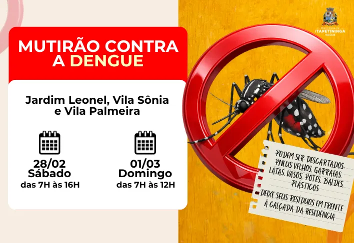 Mutirão contra dengue será realizado no Jardim Leonel e vilas Sônia e Palmeira