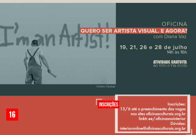 Inscrições abertas para Oficina “Quero ser Artista Visual. E Agora? em Itapetininga