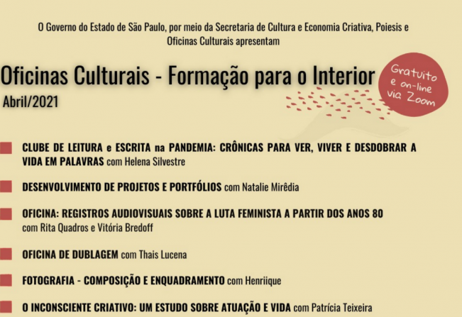 Inscrições abertas para as Oficinas Culturais em Itapetininga