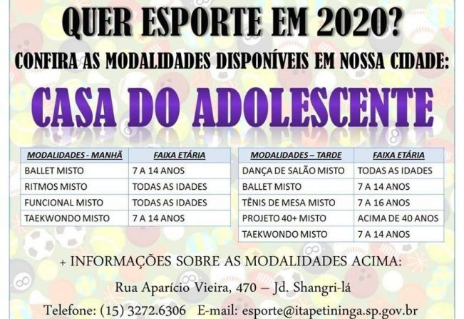 Casa do Adolescente oferece inscrições para atividades esportivas de graça à população em Itapetininga