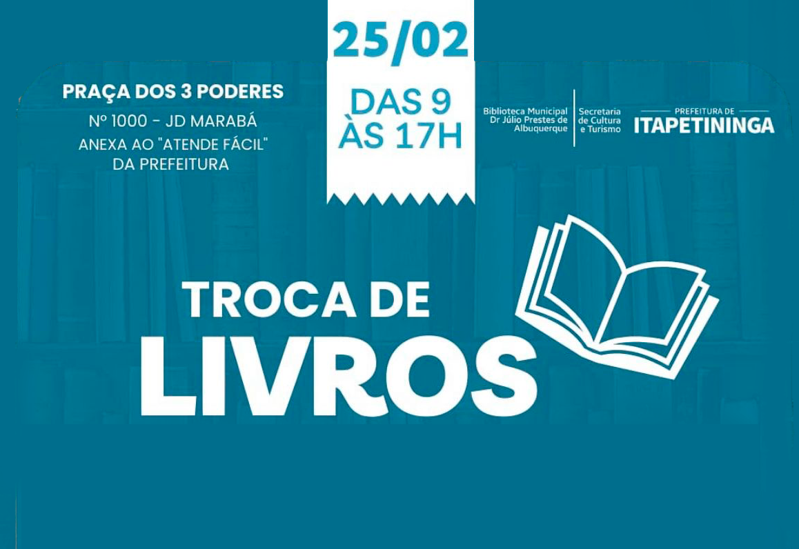 Troca de Livros será realizada na Biblioteca do Paço Municipal em Itapetininga