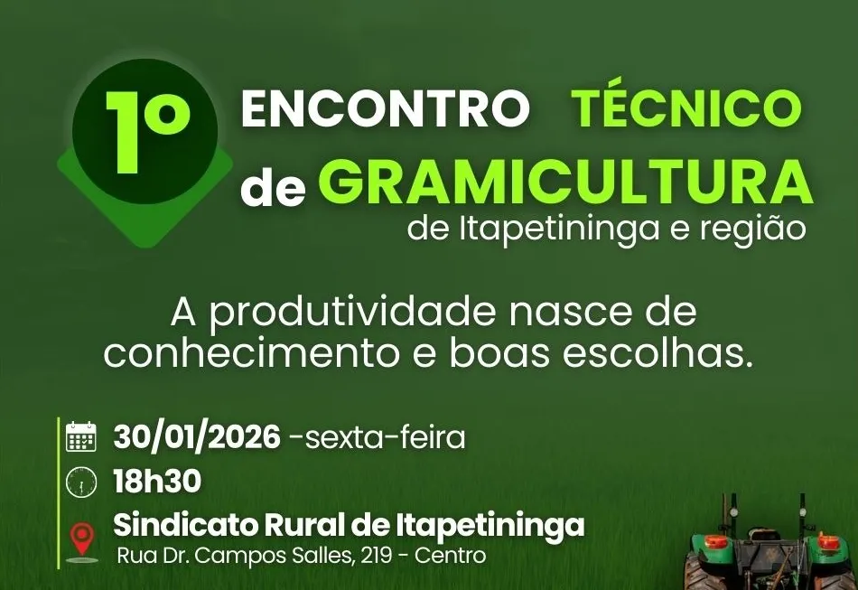 Sindicato Rural realiza 1º Encontro Técnico de Gramicultura e Itapetininga e região no dia 30 de janeiro