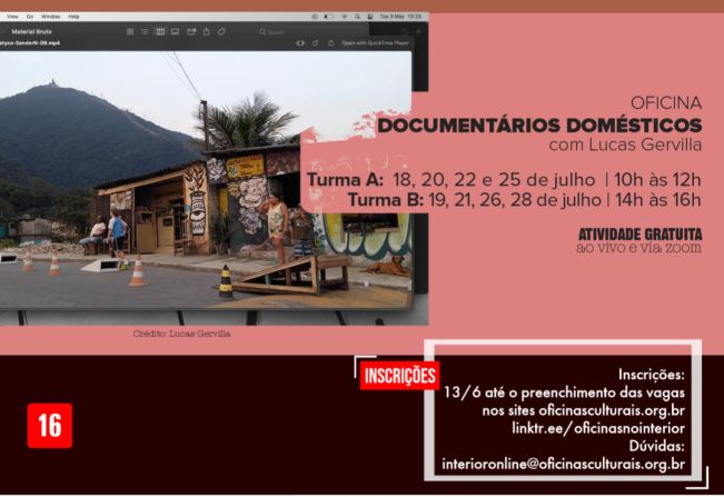 Inscrições abertas para a Oficina “Documentários Domésticos” em Itapetininga