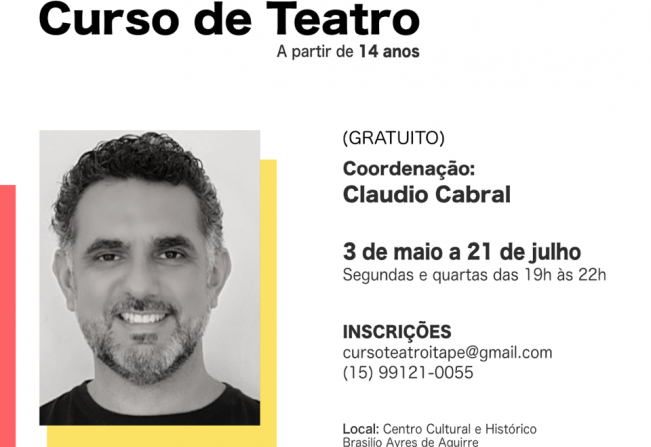 Curso Gratuito de Teatro para atores, estudantes de teatro e pessoas com interesse na área