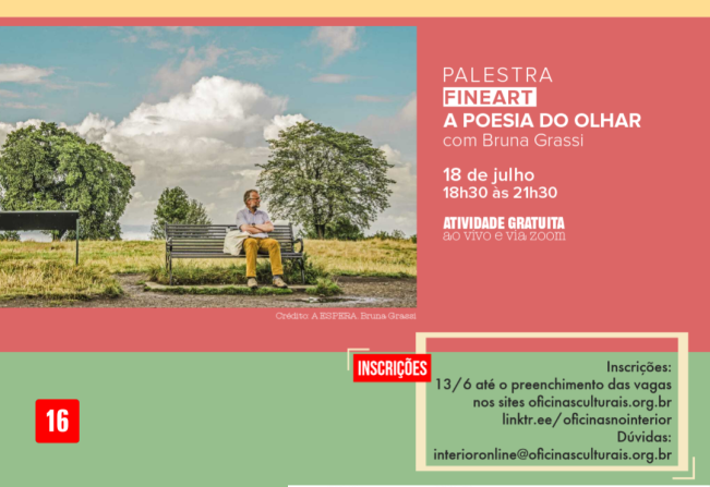 Inscrições abertas para a palestra “Fineart – A poesia do olhar” em Itapetininga