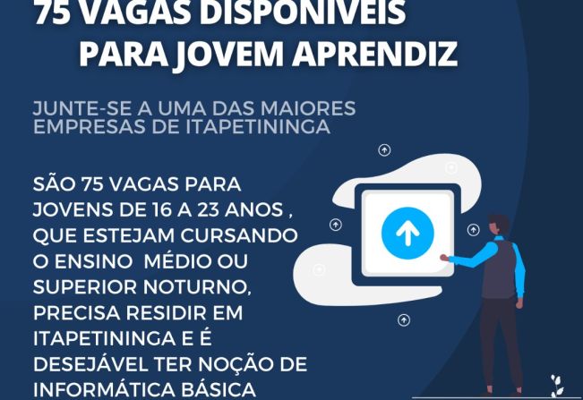 PAT de Itapetininga possui 75 vagas para Jovem Aprendiz para  trabalhar em grande empresa da cidade