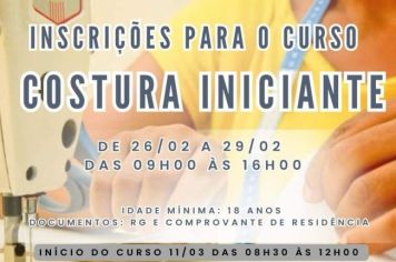 Fundo Social de Solidariedade de Itapetininga abre inscrições para dois cursos: Costura para Iniciante e Costura Avançada 