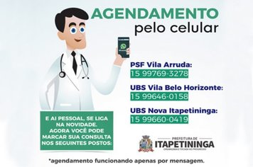 Seis unidades de saúde de Itapetininga agendam consultas por celular