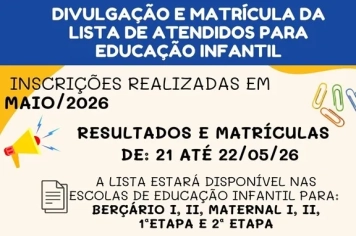 Inscrições e transferências para a Educação Infantil municipal de Itapetininga serão disponibilizadas entre os dias 21 e 22 de maio