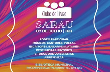 Sarau do Clube do Livro será promovido na Biblioteca Municipal