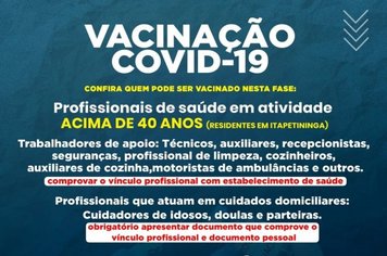 Prefeitura de Itapetininga divulga novos grupos para vacinação contra Covid-19