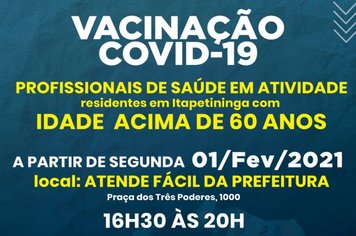 Vacinação contra Covid-19 para profissionais de saúde em atividade, acima de 60 anos