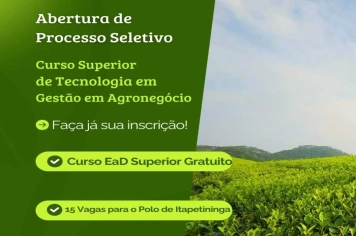 Itapetininga é contemplada com curso superior gratuito em Gestão do Agronegócio pela UFU – Universidade Federal de Uberlândia