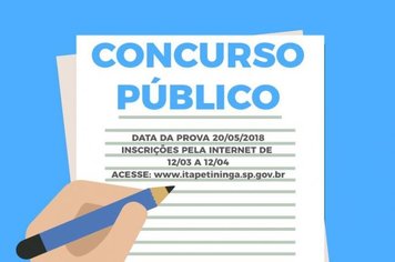 Estão abertas as inscrições para o Concurso Público Municipal
