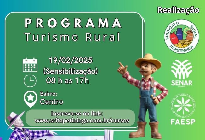 Itapetininga tem inscrições abertas para cursos gratuitos na área rural