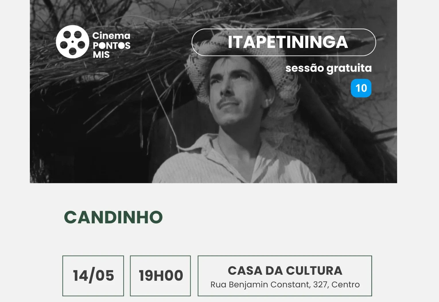 Clássico “Candinho” celebra a cultura caipira em sessão gratuita na Casa da Cultura